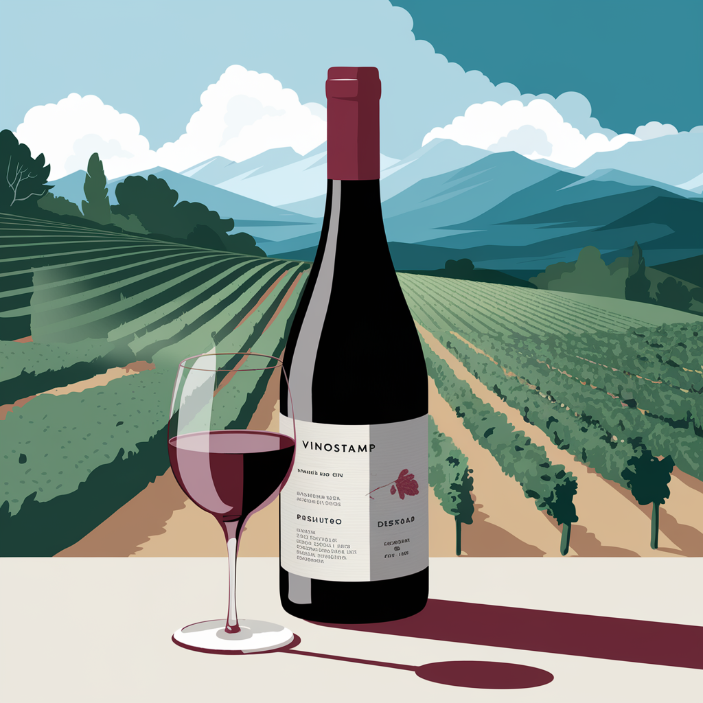 Premium wine bottle with VinoChain verification label